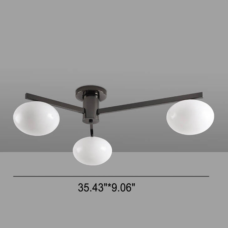 Nordic Light Luxury Glass Ball Iron Bracket 3/4/5 Light Semi- Flush Mount Ceiling Light