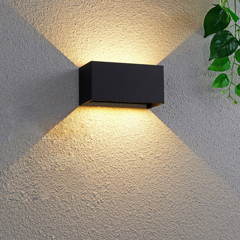 Modern Outdoor Waterproof Rectangular LED Up and Down Illuminated Outdoor Wall Sconce Lamp