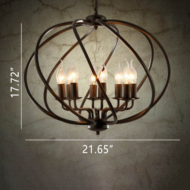 Retro Industrial Iron Candle Design 8-Light Chandelier