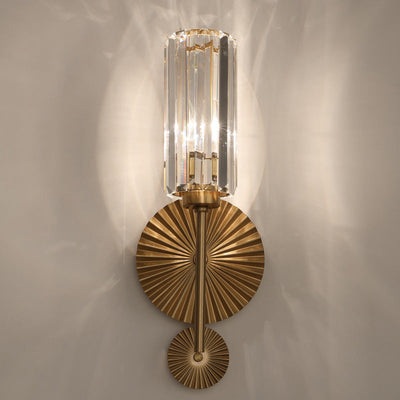 Modern Luxury Crystal Column Round Base 1-Light Wall Sconce Lamp