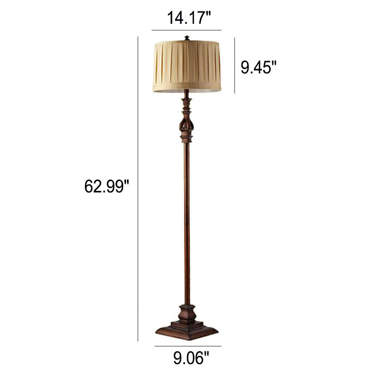 Modern European Retro Pleated Fabric 1-Light Standing Floor Lamp