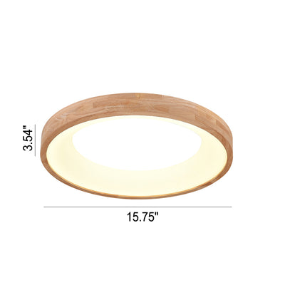 Nordic Minimalist Log Wood Round LED Flush Mount Ceiling Light