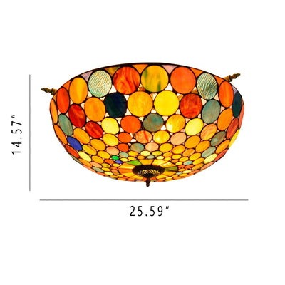 Tiffany Stained Glass Round Pattern 5-Light Flush Mount Light
