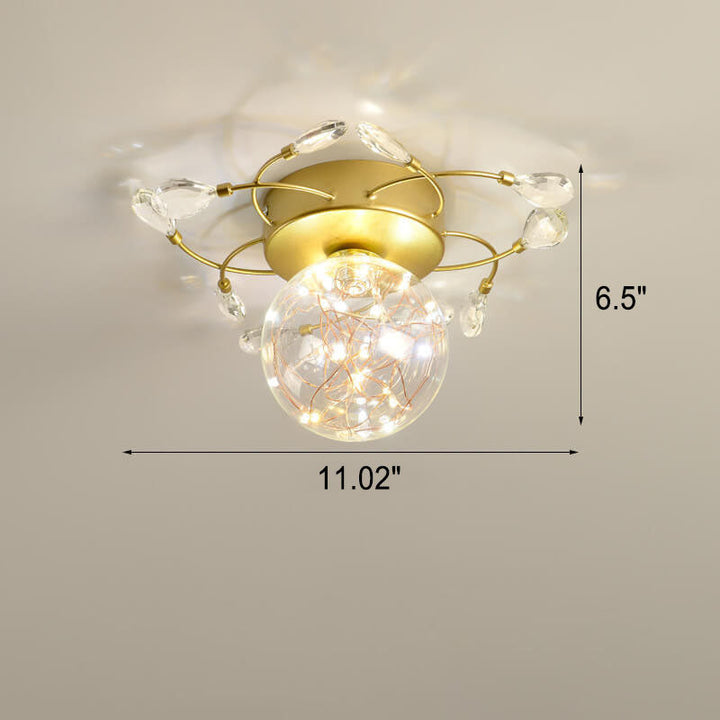 Modern Light Luxury Glass Orb Flower Base LED Semi-Flush Mount Deckenleuchte