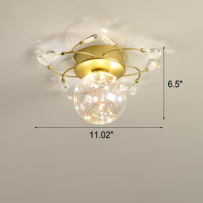 Modern Light Luxury Glass Orb Flower Base LED Semi-Flush Mount Deckenleuchte