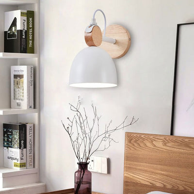 Nordic Macaron Dome Log 1-Light Rotatable Wall Sconce Lamp