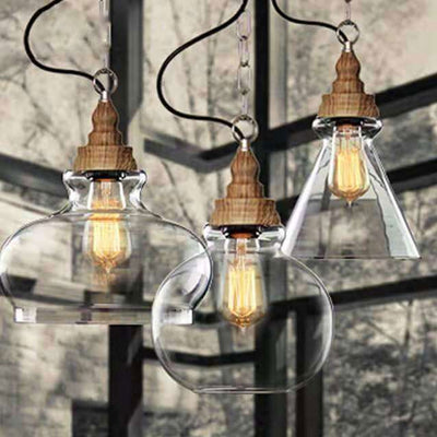 Nordic Retro Transparent Glass 1-Light Pendant Light