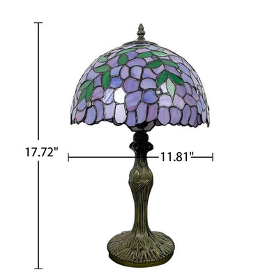 Lampe de table à 1 lumière en verre teinté en alliage Tiffany 