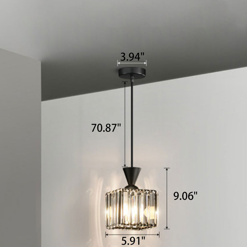 Light Luxury Crystal Square Crystal Cube 1-Light Pendant Light