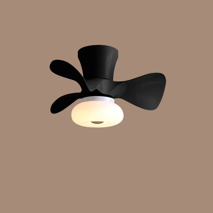 Moderne nordische Macaron LED-Deckenventilatorleuchte aus ABS und Metall zur halbbündigen Montage für das Wohnzimmer 