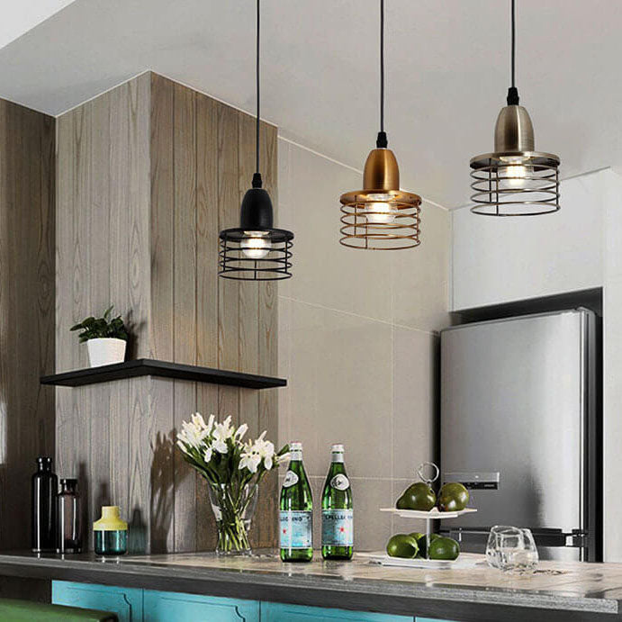 Industrial Vintage Iron Spring 1-Light Pendant Light