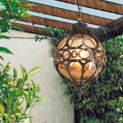 Retro Industrial Globe Shape 1-Light Outdoor Waterproof Pendant Light