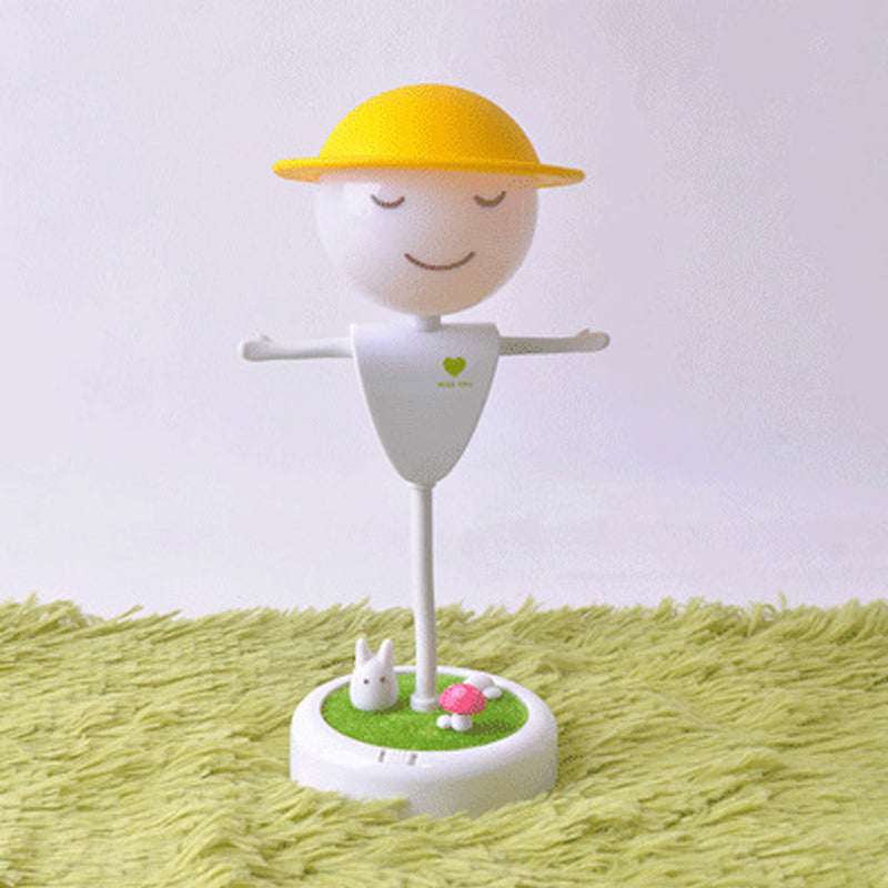 Dessin animé épouvantail visage souriant USB charge LED veilleuse lampe de table 