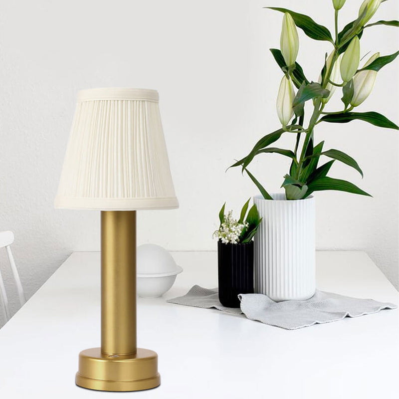 Lampe de table LED sans fil avec abat-jour en tissu de luxe léger et charge USB 