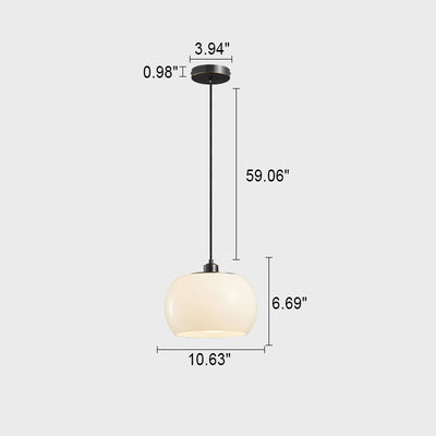 Nordic Vintage Brass Drum Dome Glass 1-Light Pendant Light