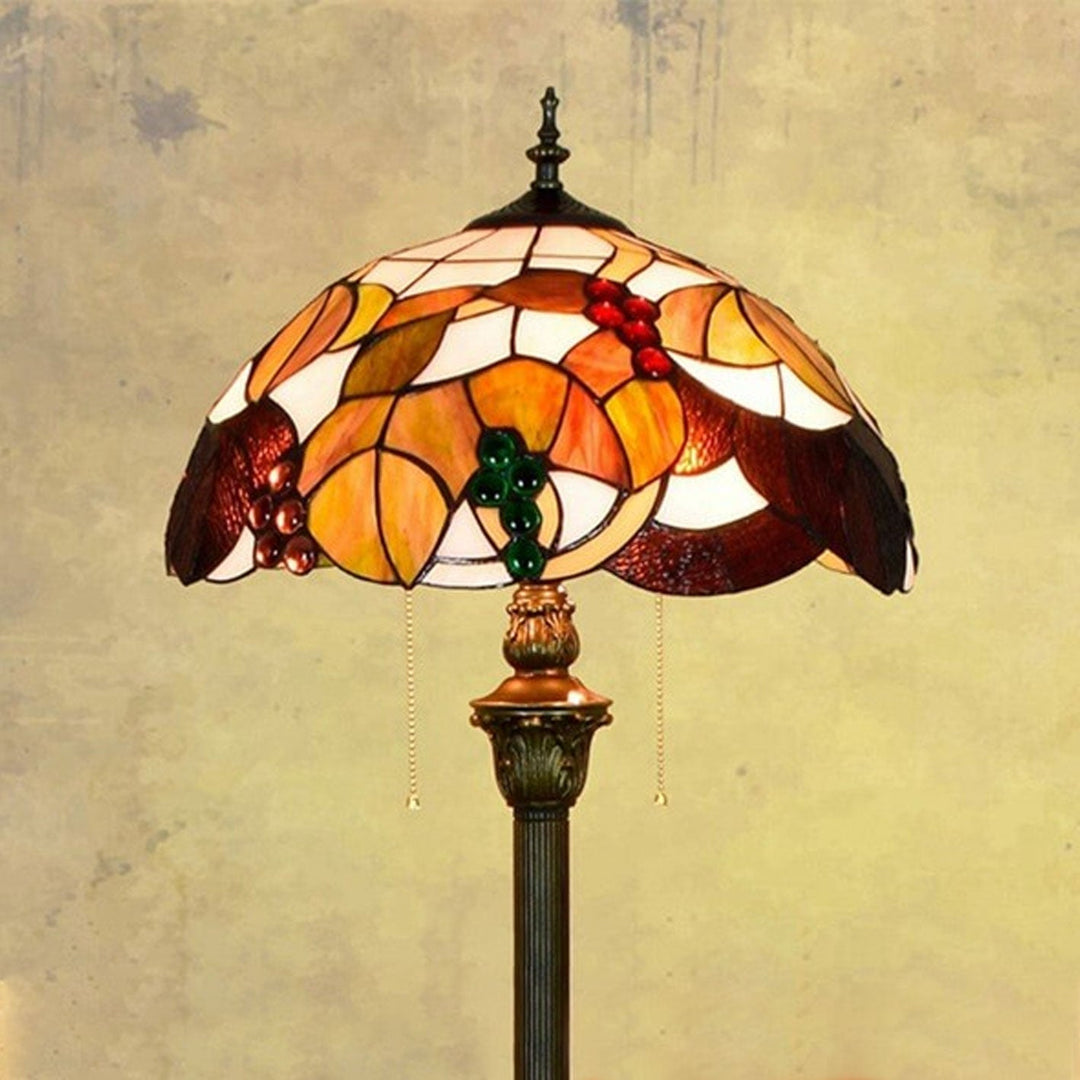 Vintage Kreative Buntglas-Trauben-Design 2-Licht Stehende Stehlampe 