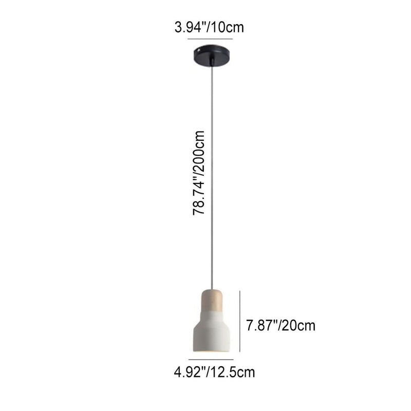 Suspension Luminaire à 1 Lumière en Bois de Sable Blanc Minimaliste Moderne en Forme de Trompette Évasée 