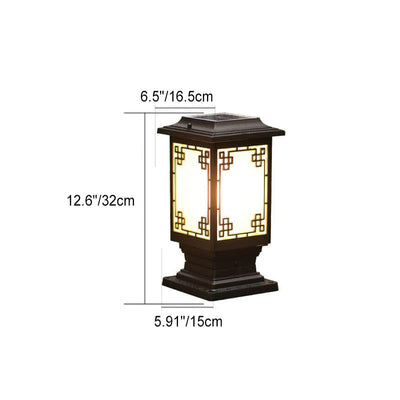 Solar Chinesisches Fenster Quadrat Post Head 1-Licht Wasserdichte Garten Landschaft Licht 