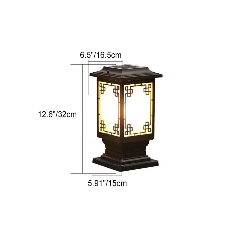 Solar Chinesisches Fenster Quadrat Post Head 1-Licht Wasserdichte Garten Landschaft Licht 