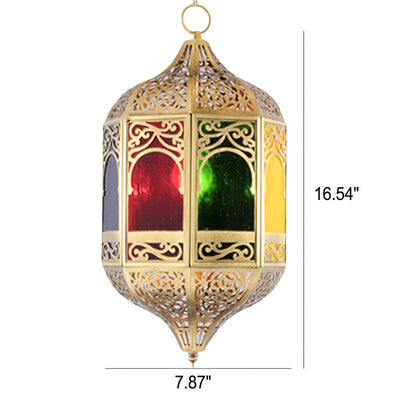 Mediterranean Style Full Copper Hollow Carving 1-Light Pendant Light