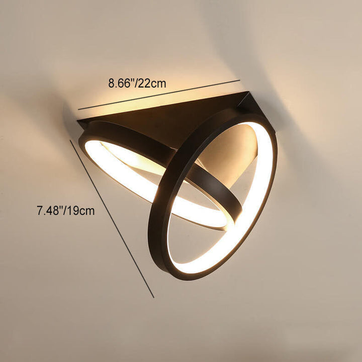 Luz de techo LED semiempotrada moderna de mediados de siglo con placa de triángulo de hierro y anillo de aluminio para sala de estar 