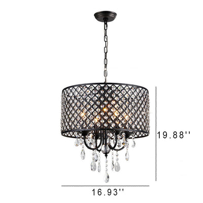 Modern Crystal Fishnet Shaped Round Shade 4-Light Chandelier