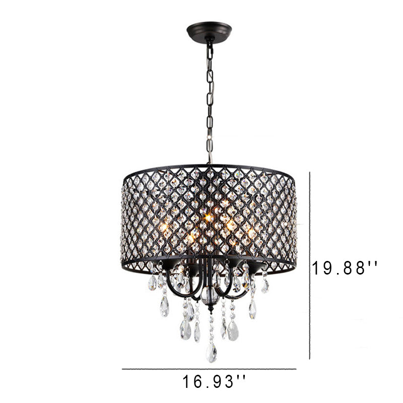 Modern Crystal Fishnet Shaped Round Shade 4-Light Chandelier