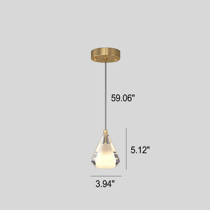 Suspension Luminaire Nordique en Cuivre Complet Design Créatif en Diamant à 1 Lumière 