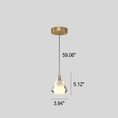 Nordic Full Copper Creative Diamond Design 1-Light Pendant Light