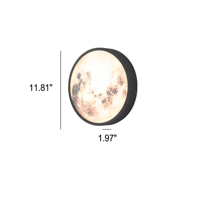 Modern Outdoor Moon Round Waterproof Wall Sconce Lamp