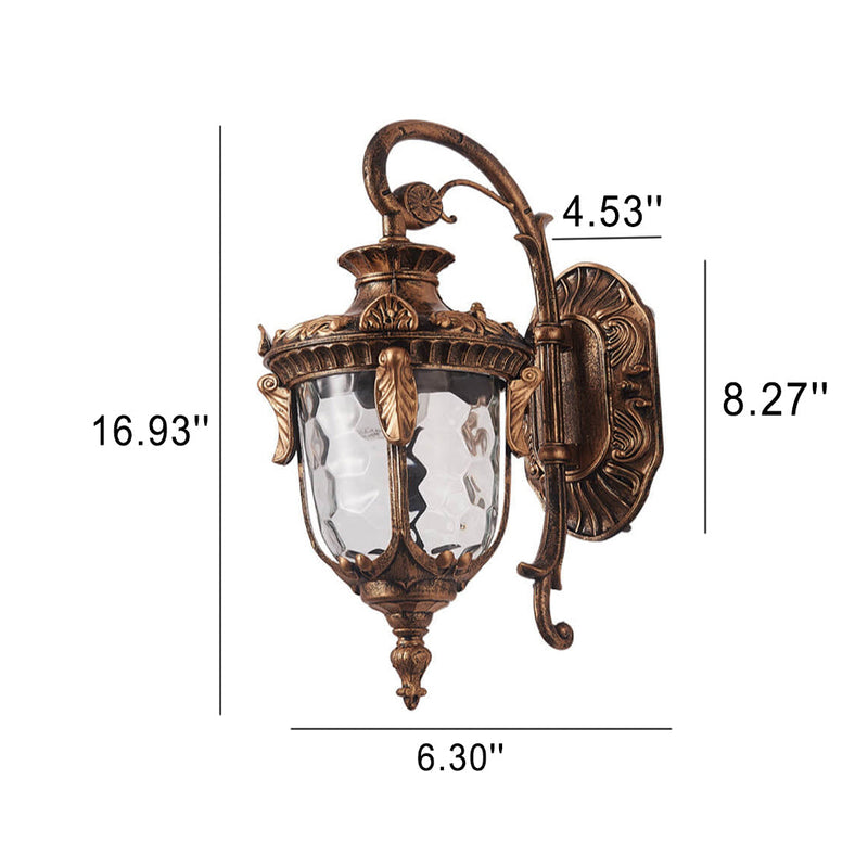 European Deluxe Lantern Outdoor Waterproof 1-Light Wall Sconce Lamp