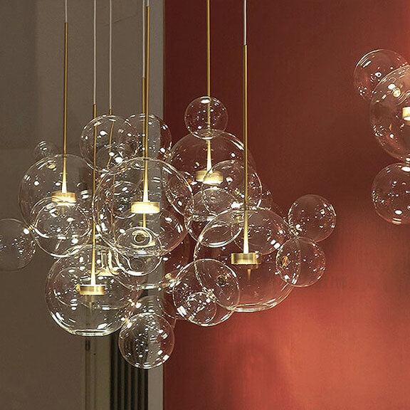 Modern Atom Mickey Head Bubble Glass Ball 1-Light LED Pendant Light