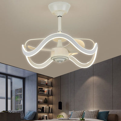 Modern Light Luxury Circular Inverter Silent Downrods Ceiling Fan Light