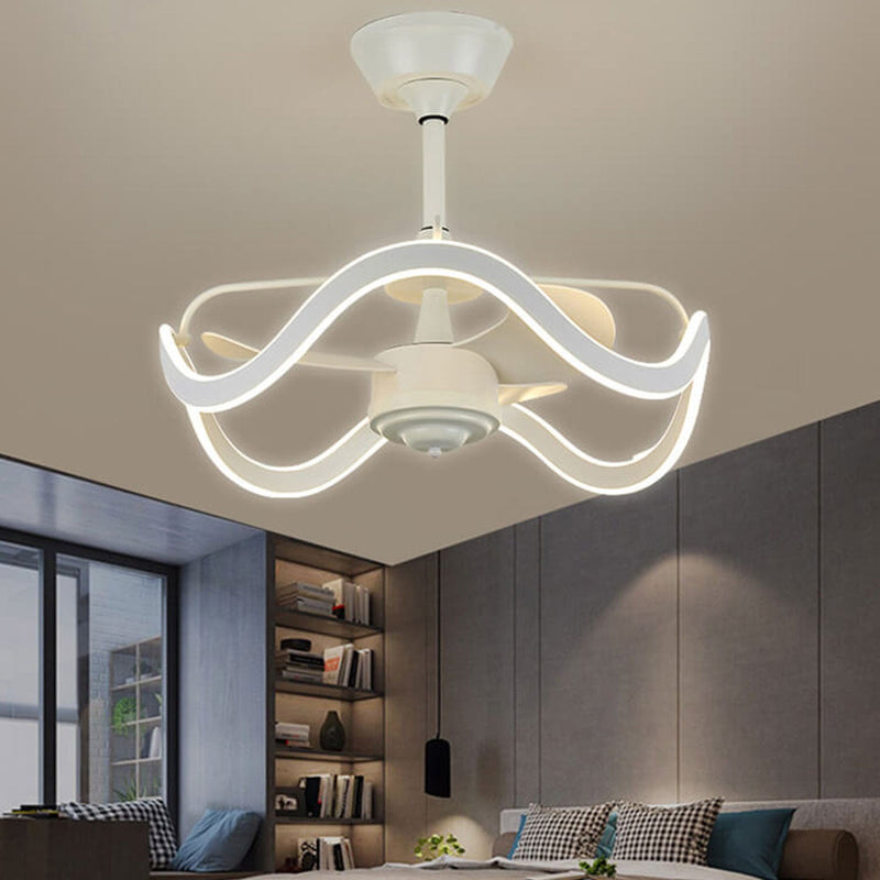 Lumière de ventilateur de plafond silencieux à tiges descendantes circulaires inversées de luxe moderne 