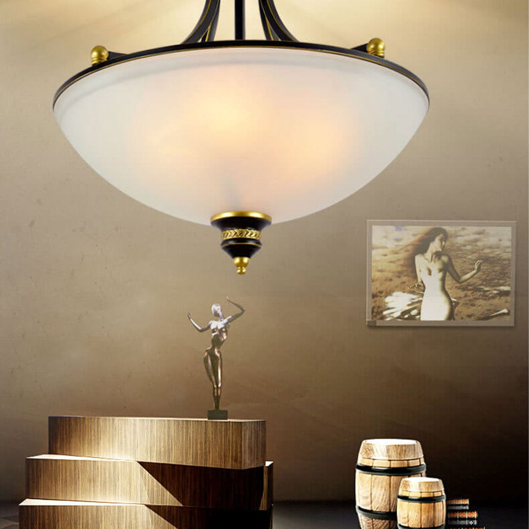 Vintage Luxury Glass Bowl Design 4-Light Semi-Flush Mount Ceiling Light