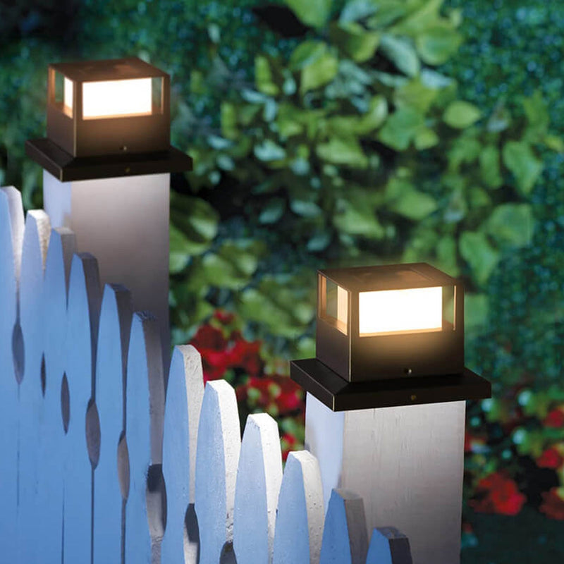 Outdoor-Solar-Säulen-Kopf-Licht-Quadrat-Säulen-Kopf-Licht-Garten-Licht 