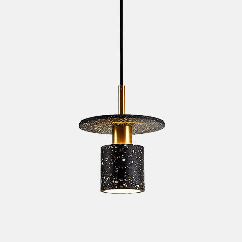 Suspension Luminaire Cylindrique à 1 Lumière en Terrazzo Nordique 