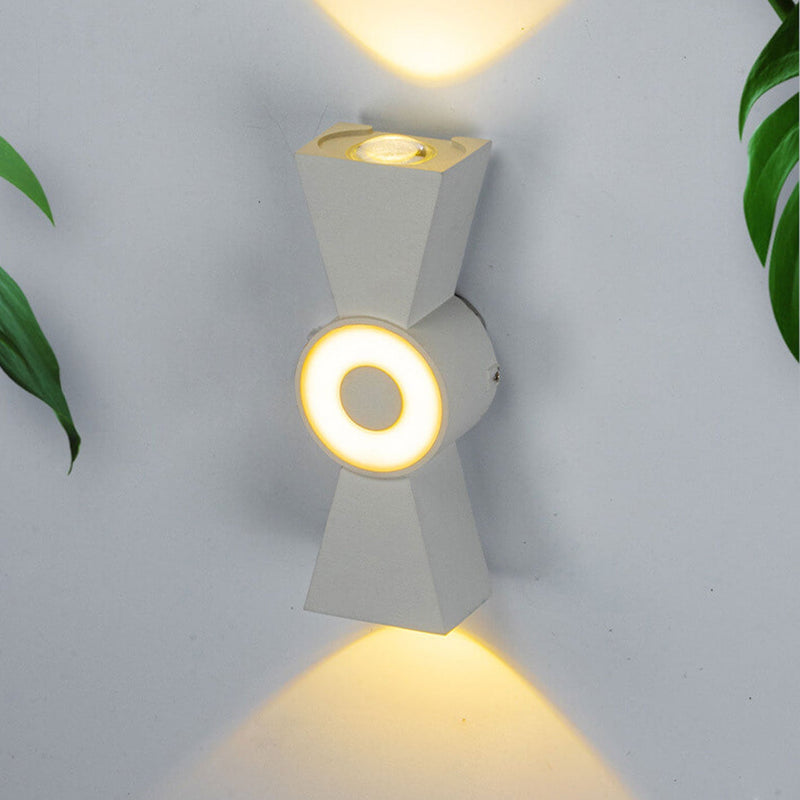 Nœud papillon créatif extérieur avec éclairage vers le haut et vers le bas, lampe murale étanche à LED pour patio 