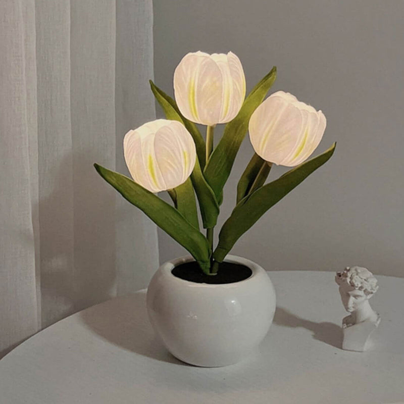 Lampe de Table LED Ambiante Décorative Bouquet de Fleurs Simulées Tulipe 