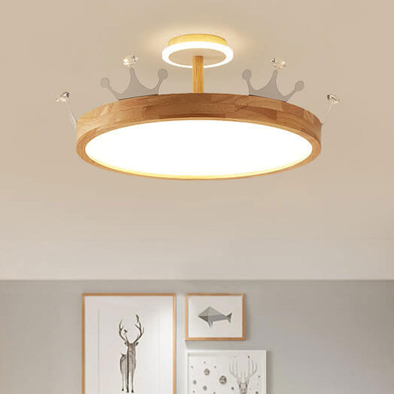 Nordic Log Crown LED Flush Mount Ceiling Light