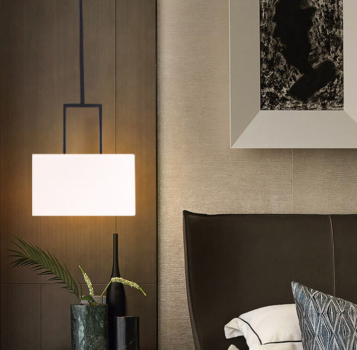 Lámpara colgante de 1 luz con pantalla de lino blanco moderno 