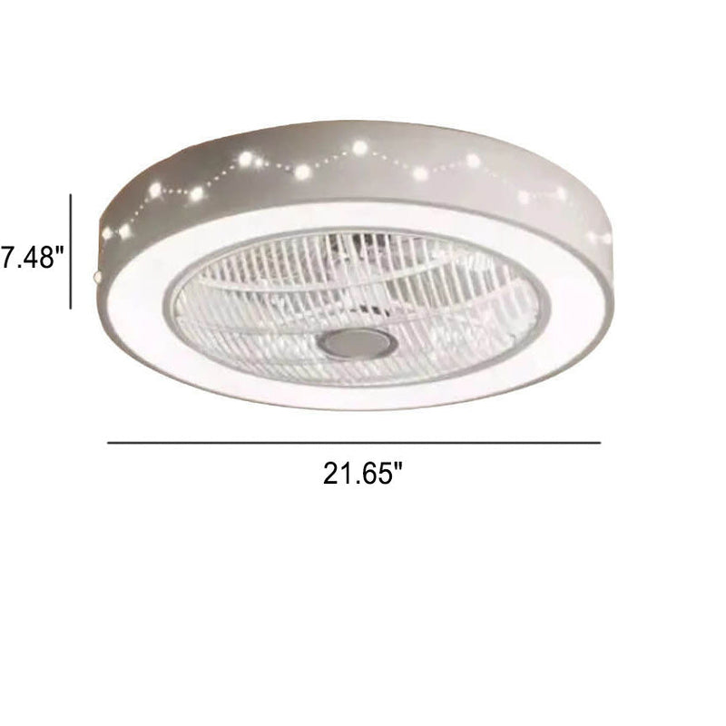 Nordic Simple Round Galaxies Enclosed LED Flush Mount Ceiling Fan Light