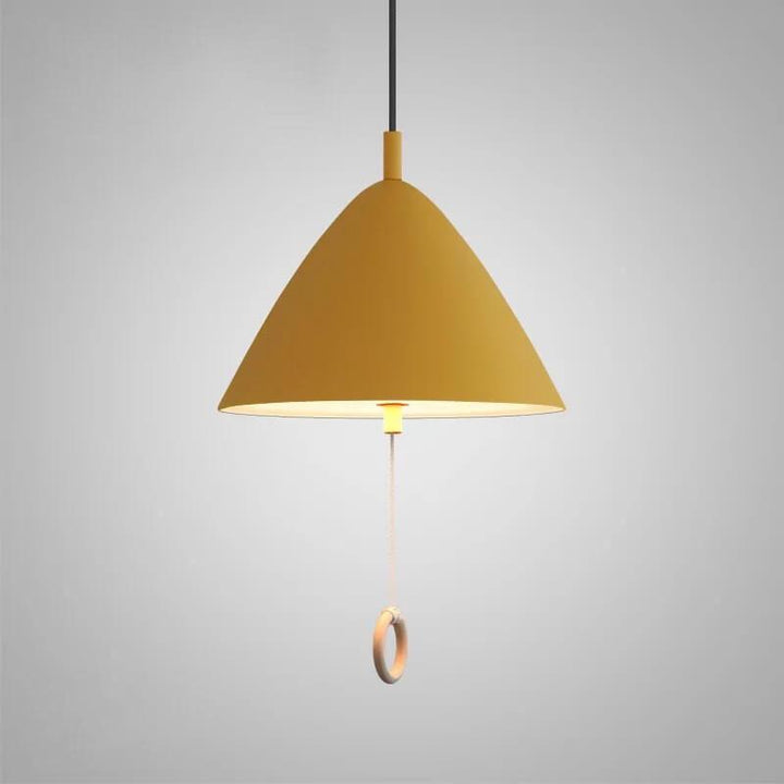 Iluminación colgante de metal cónico de 1 luz Macarons modernos con anillo de tirón 