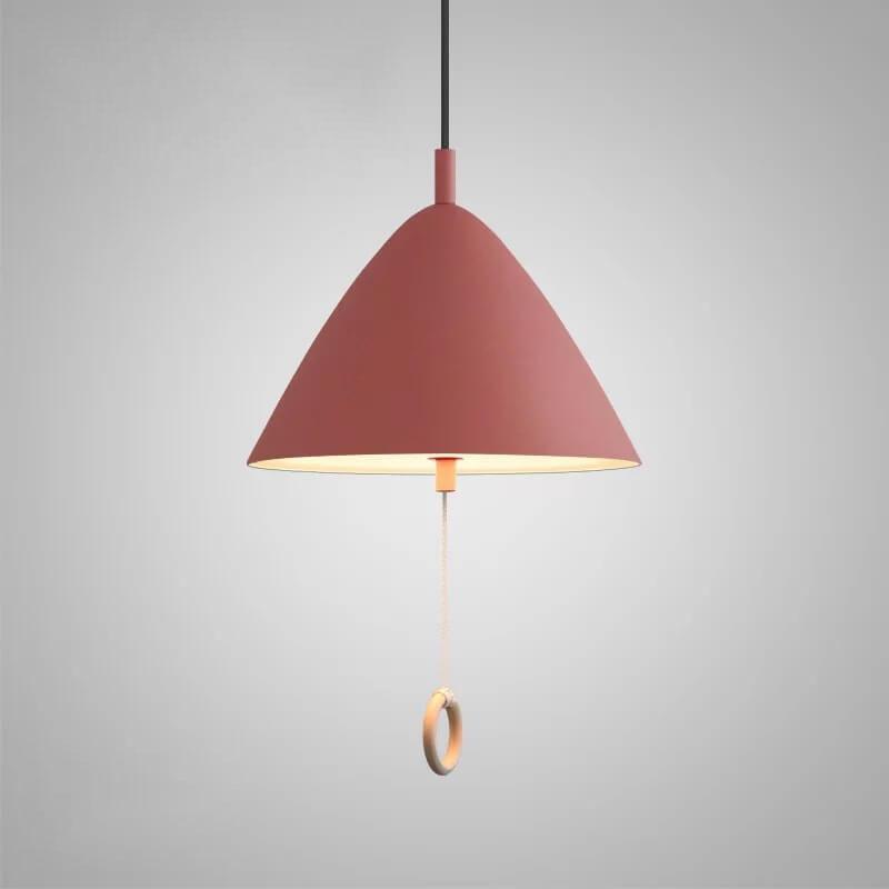 Iluminación colgante de metal cónico de 1 luz Macarons modernos con anillo de tirón 