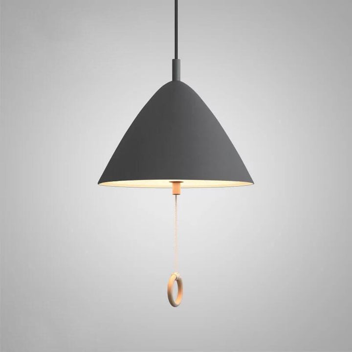 Iluminación colgante de metal cónico de 1 luz Macarons modernos con anillo de tirón 