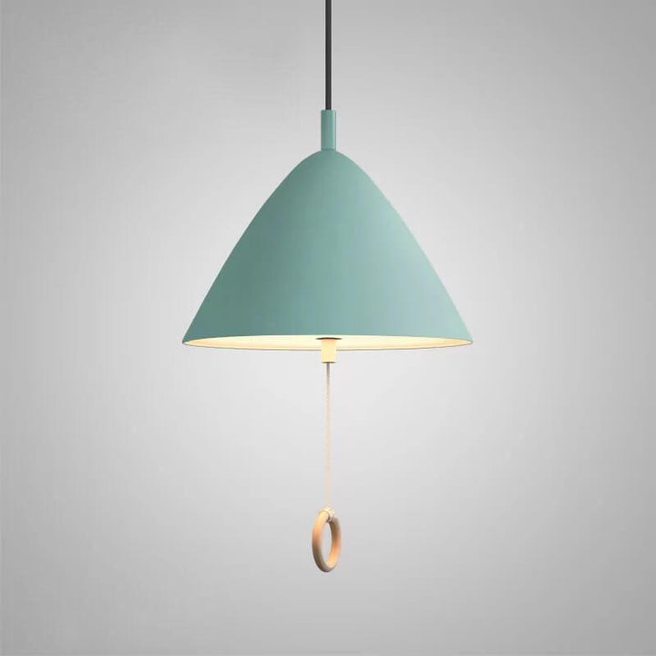 Iluminación colgante de metal cónico de 1 luz Macarons modernos con anillo de tirón 