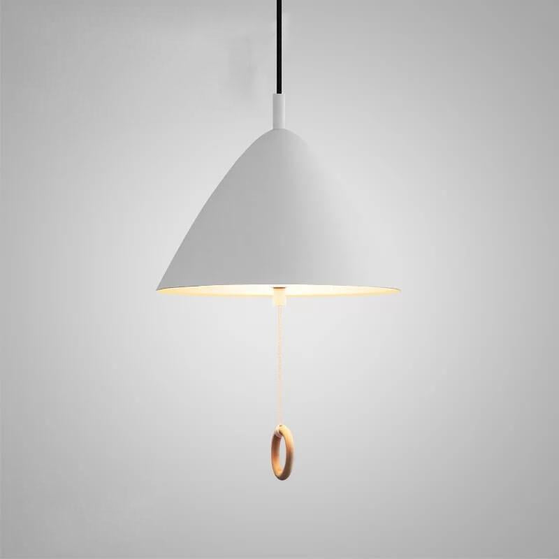 Iluminación colgante de metal cónico de 1 luz Macarons modernos con anillo de tirón 