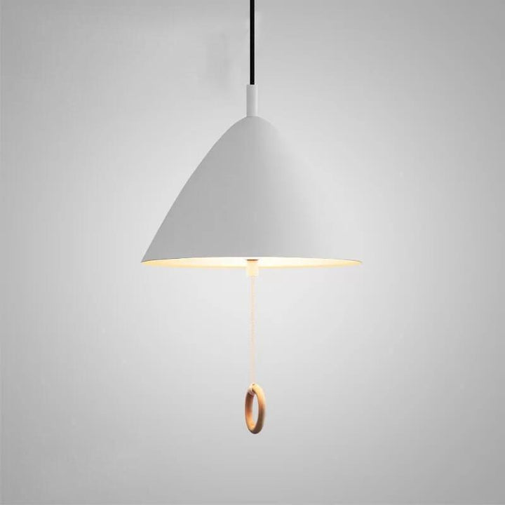 Iluminación colgante de metal cónico de 1 luz Macarons modernos con anillo de tirón 