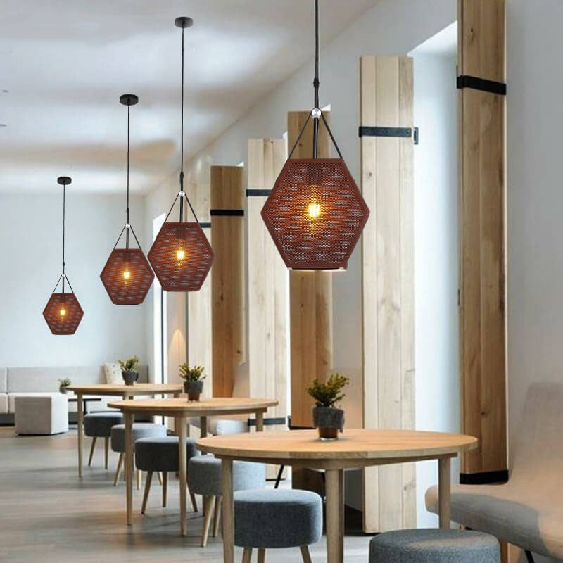 Industrial Vintage Hexagonal Iron Mesh 1-Light Pendant Light