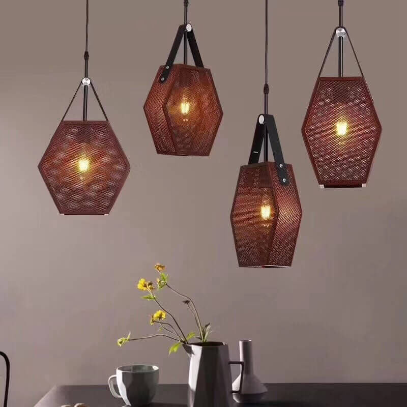 Industrial Vintage Hexagonal Iron Mesh 1-Light Pendant Light